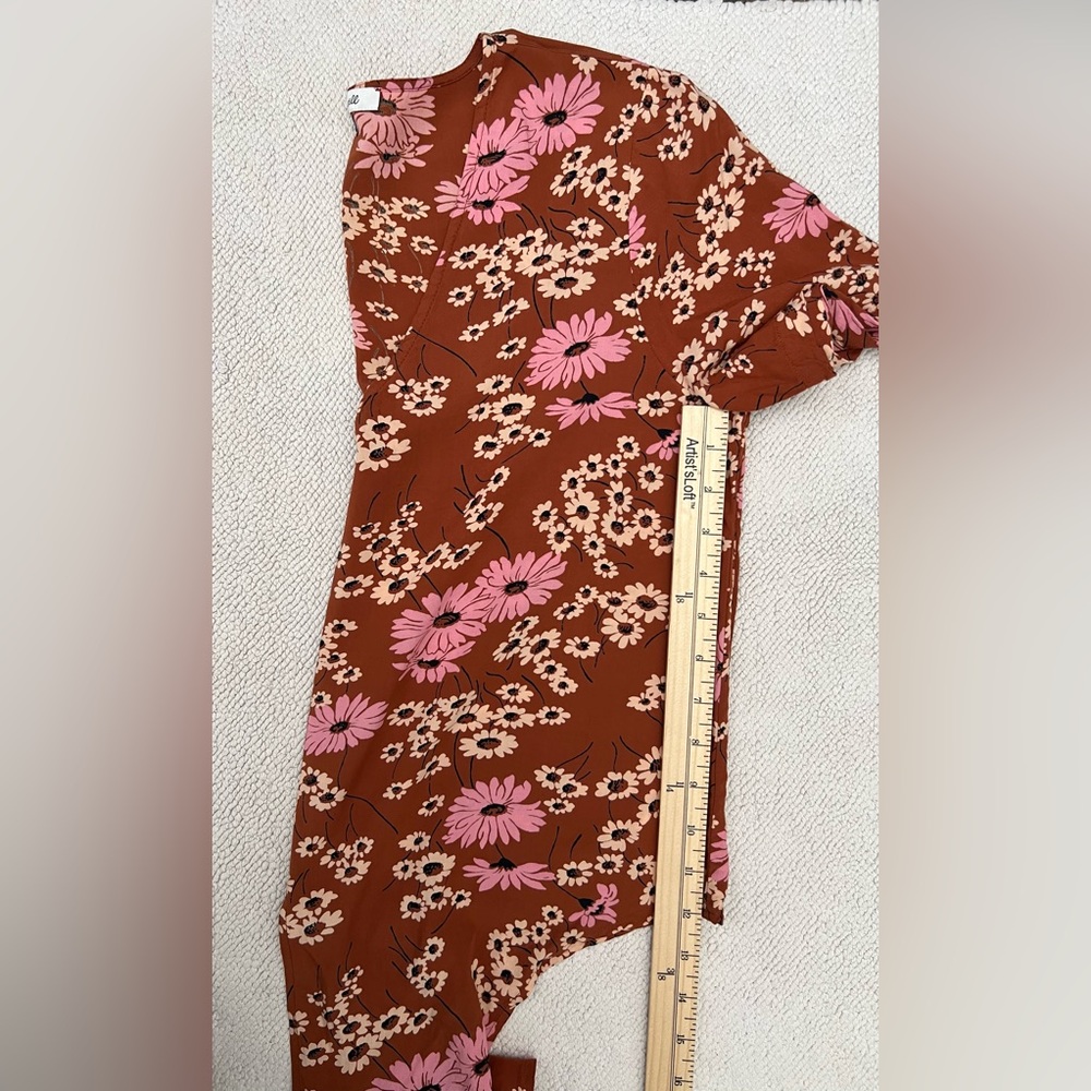 Madewell Novel Tie-Front Top in Hillside Daisies Multi Daisies Burnt Clay Size:S - Picture 10 of 15